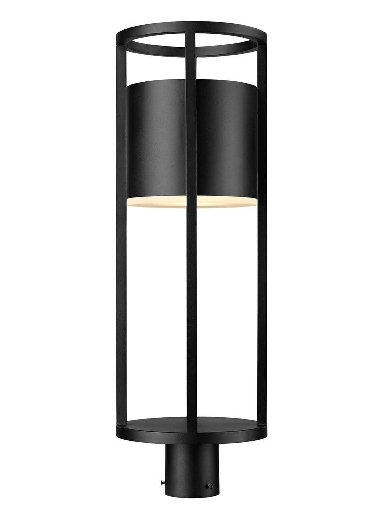 Luca 1 Light 9.25" Outdoor Post Mount Fixture in Black, Post Top Only