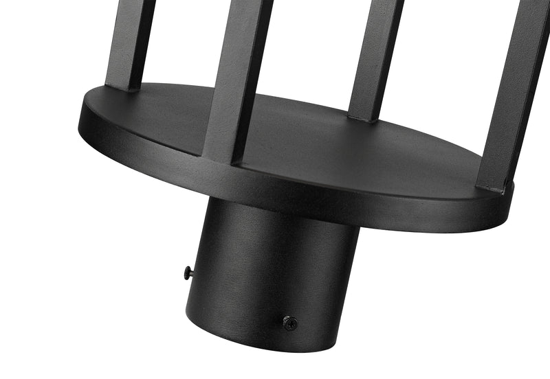 Luca 1 Light 9.25" Outdoor Post Mount Fixture in Black, Post Top Only