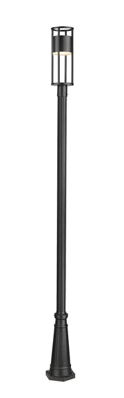 Luca 1 Light 7.25" Outdoor Post Mount Fixture in Black, 96" Cast Post, 10" Base