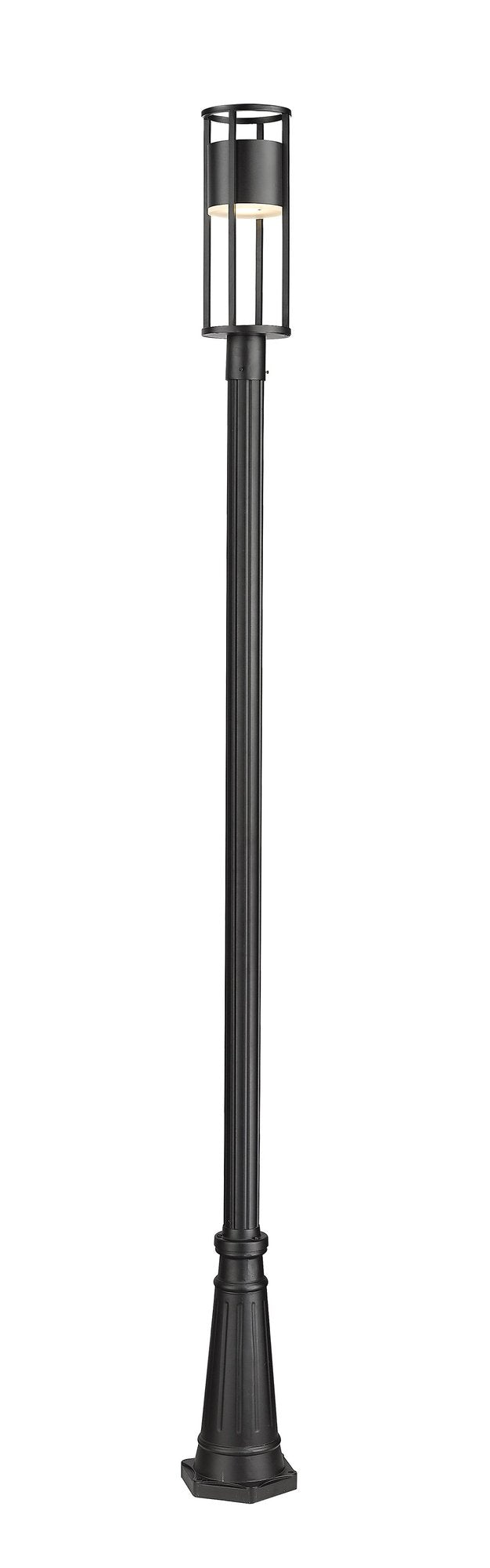 Luca 1 Light 7.25" Outdoor Post Mount Fixture in Black, 96" Cast Post, 10" Base