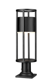 Luca 1 Light 7.25" Outdoor Post Mount Fixture in Black, Pier Mount, 6" Base