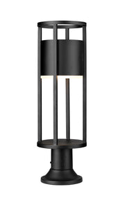 Luca 1 Light 7.25" Outdoor Post Mount Fixture in Black, Pier Mount, 6.25" Base
