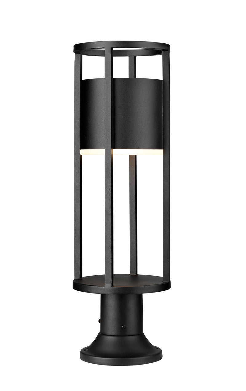 Luca 1 Light 7.25" Outdoor Post Mount Fixture in Black, Pier Mount, 6.25" Base