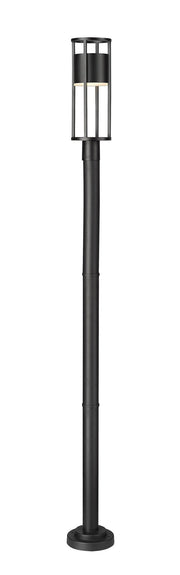 Luca 1 Light 7.25" Outdoor Post Mount Fixture in Black, 76" Cast Post, 9" Base