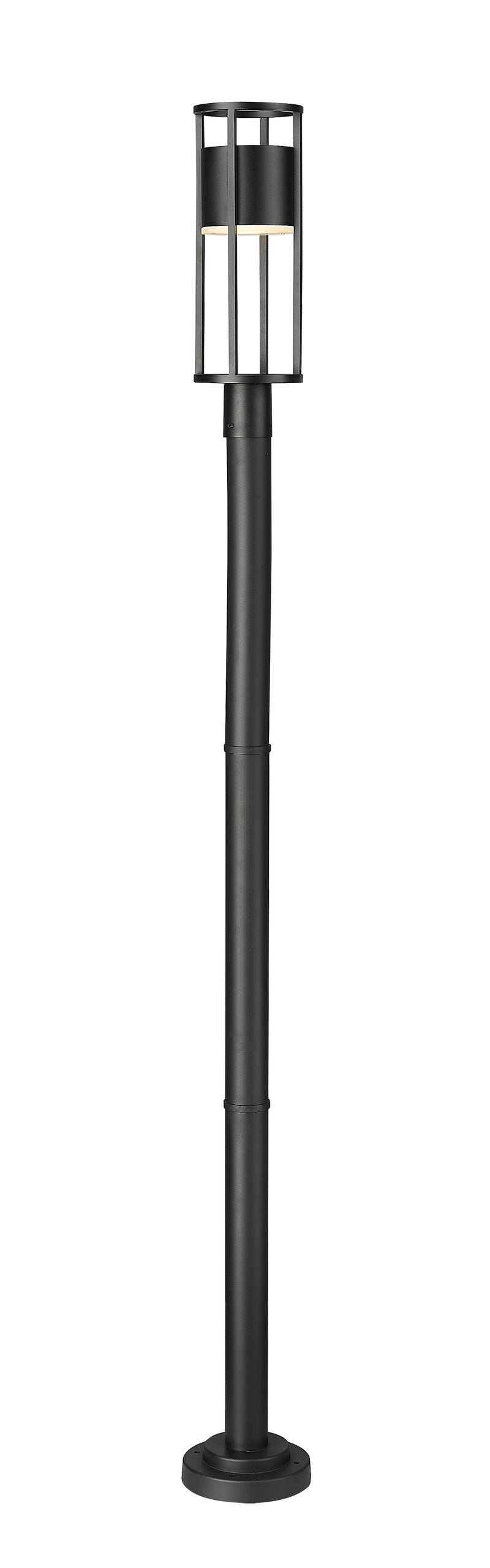 Luca 1 Light 7.25" Outdoor Post Mount Fixture in Black, 76" Cast Post, 9" Base