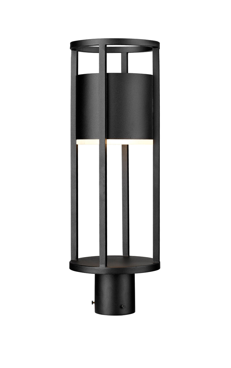 Luca 1 Light 7.25" Outdoor Post Mount Fixture in Black, Post Top Only