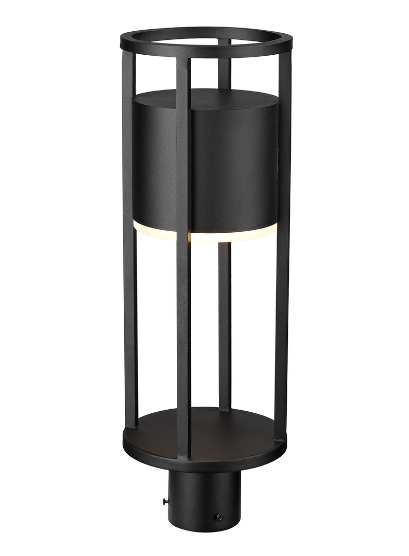 Luca 1 Light 7.25" Outdoor Post Mount Fixture in Black, Post Top Only