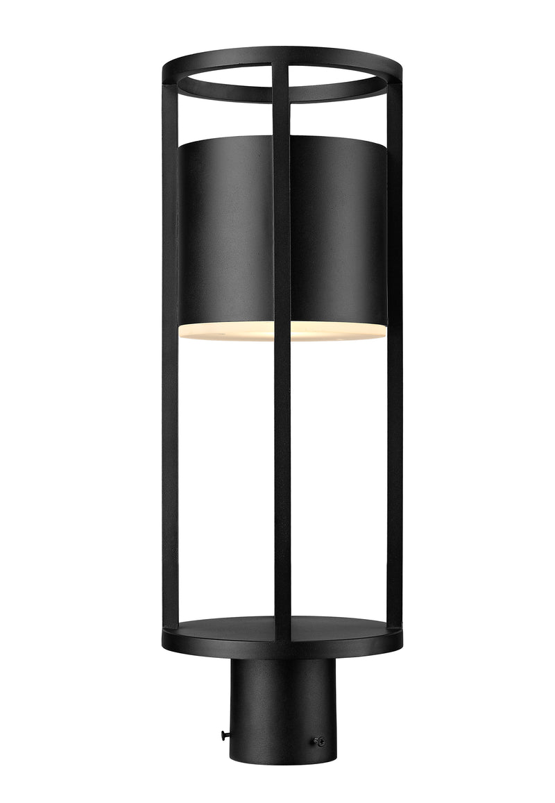 Luca 1 Light 7.25" Outdoor Post Mount Fixture in Black, Post Top Only