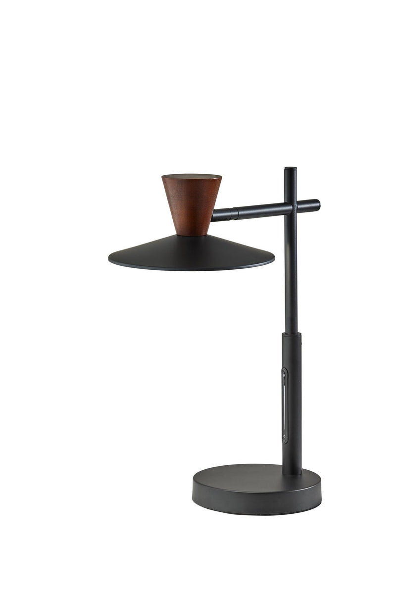 Elmore LED Desk Lamp in Black W. Walnut Wood
