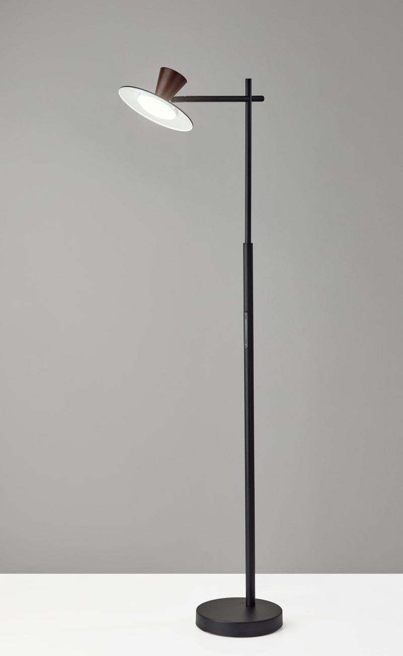 Elmore LED Floor Lamp in Black W. Walnut Wood