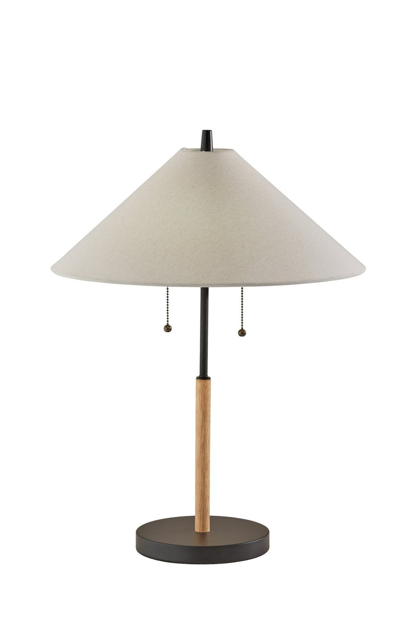 Palmer 2-Light Table Lamp in Black & Natural Wood