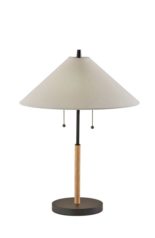 Palmer 2-Light Table Lamp in Black & Natural Wood