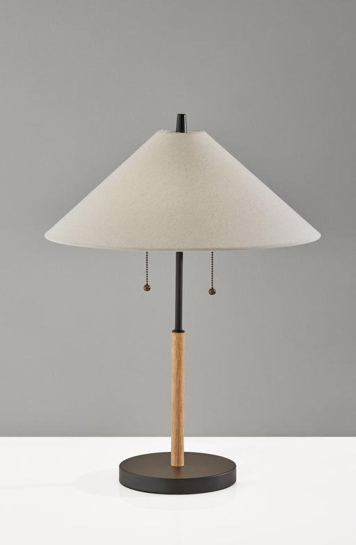 Palmer 2-Light Table Lamp in Black & Natural Wood