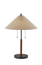 Palmer 2-Light Table Lamp in Black & Walnut Wood