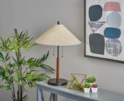 Palmer 2-Light Table Lamp in Black & Walnut Wood