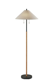 Palmer 2-Light Floor Lamp in Black & Natural Wood