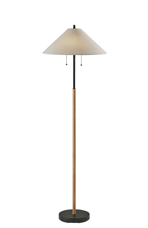 Palmer 2-Light Floor Lamp in Black & Natural Wood