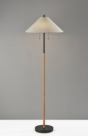 Palmer 2-Light Floor Lamp in Black & Natural Wood
