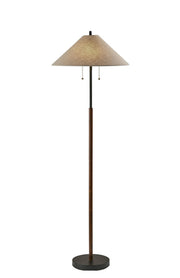 Palmer 2-Light Floor Lamp in Black & Walnut Wood