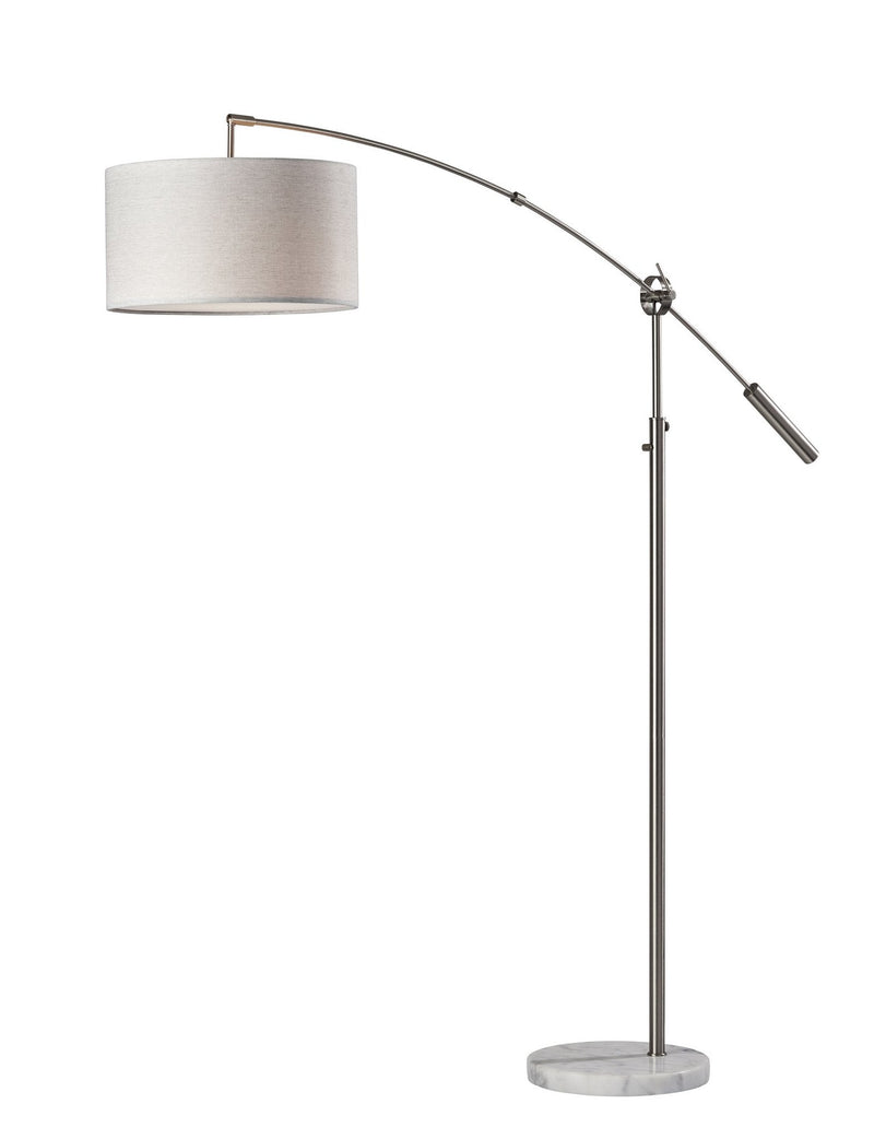 Adler Arc Floor Lamp in Brushed Steel