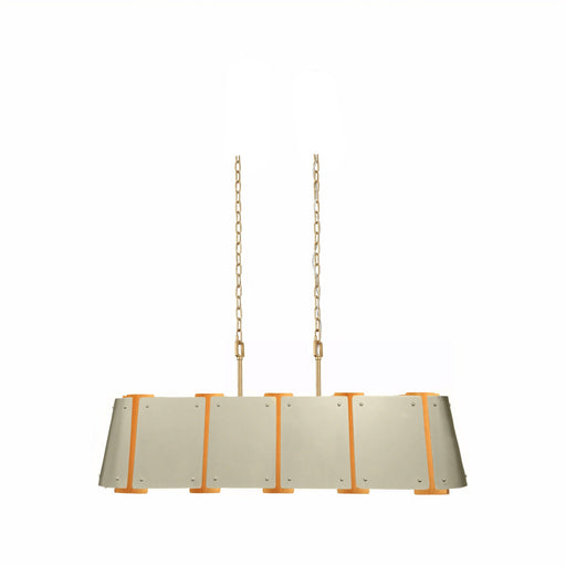 Peep Show 6-Light 42" Linear Pendant in Sunwashed Silver/Brushed Sienna