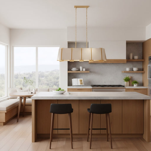 Peep Show 6-Light 42" Linear Pendant in Sunwashed Silver/Brushed Sienna