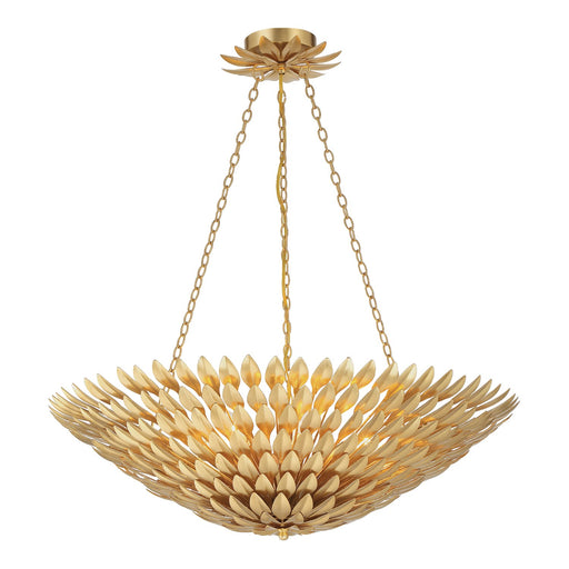 Broche 8 Light 30" Pendant in Antique Gold