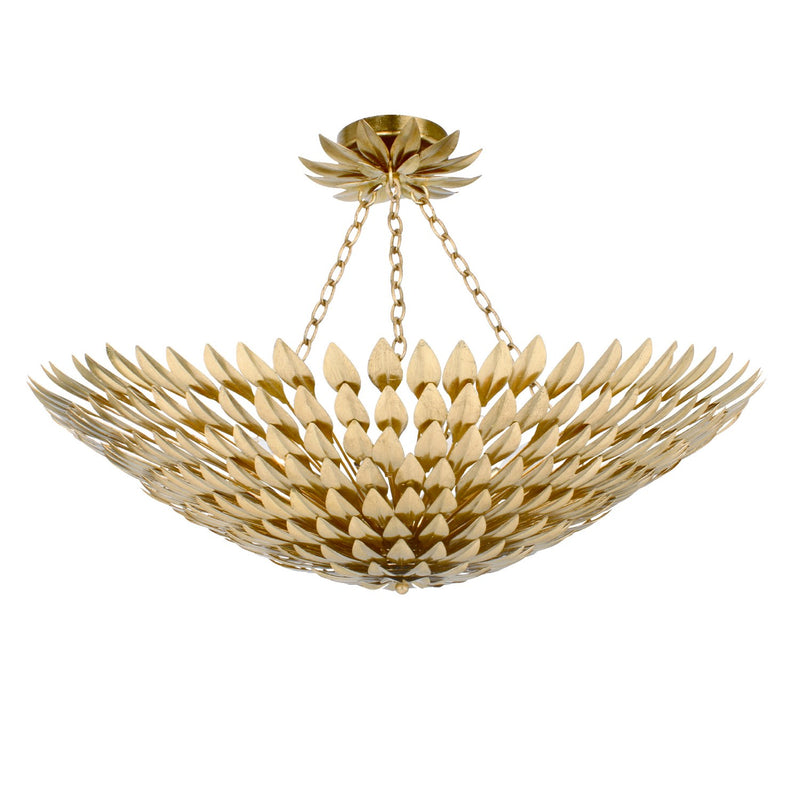 Broche 8 Light 30" Semi Flush Mount in Antique Gold