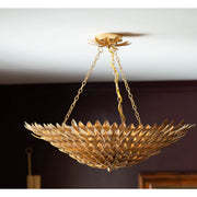 Broche 8 Light 30" Semi Flush Mount in Antique Gold in a room setting