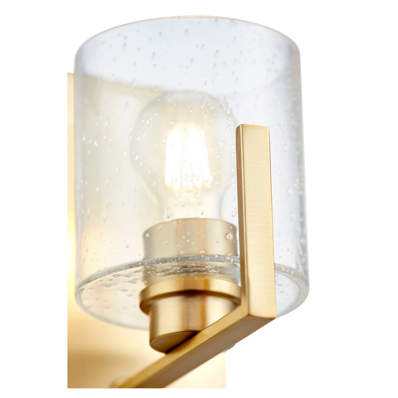Clear Seeded Glass 1 Light Wall Mount in Aged Brass