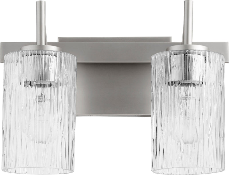 2 Light Modern Cylinder Vanity in Satin Nickel