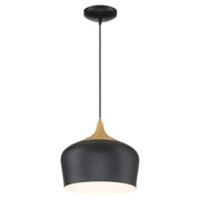 Blend Pendant in Black W/wood Grain