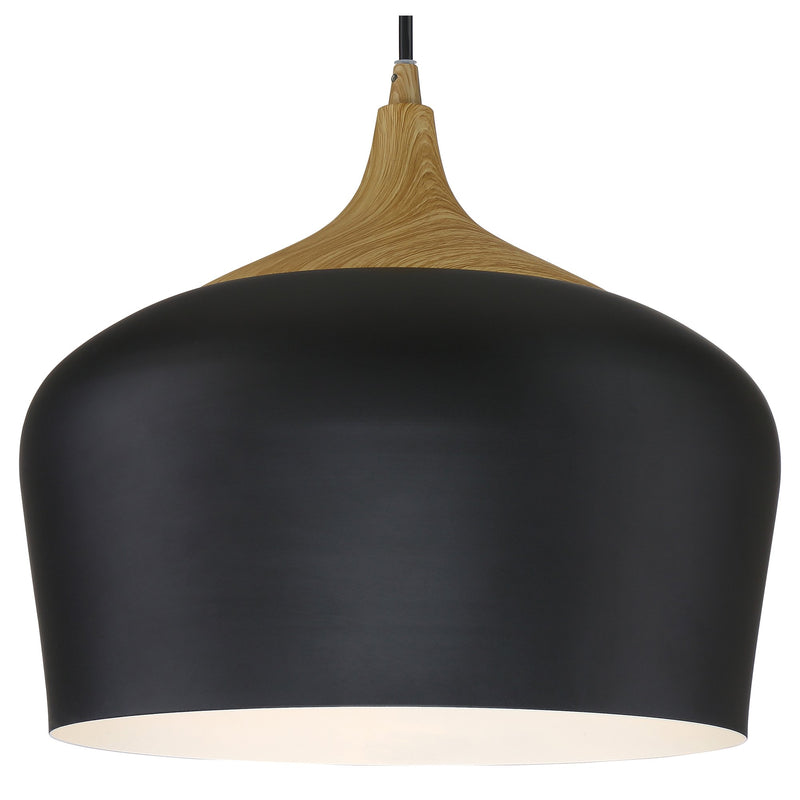 Blend Pendant in Black W/wood Grain