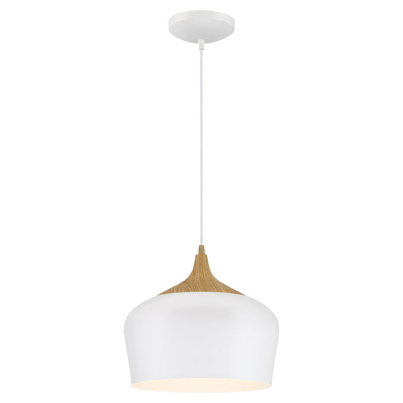Blend Pendant in White W/wood Grain