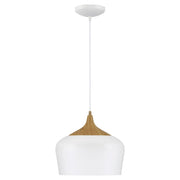 Blend Pendant in White W/wood Grain