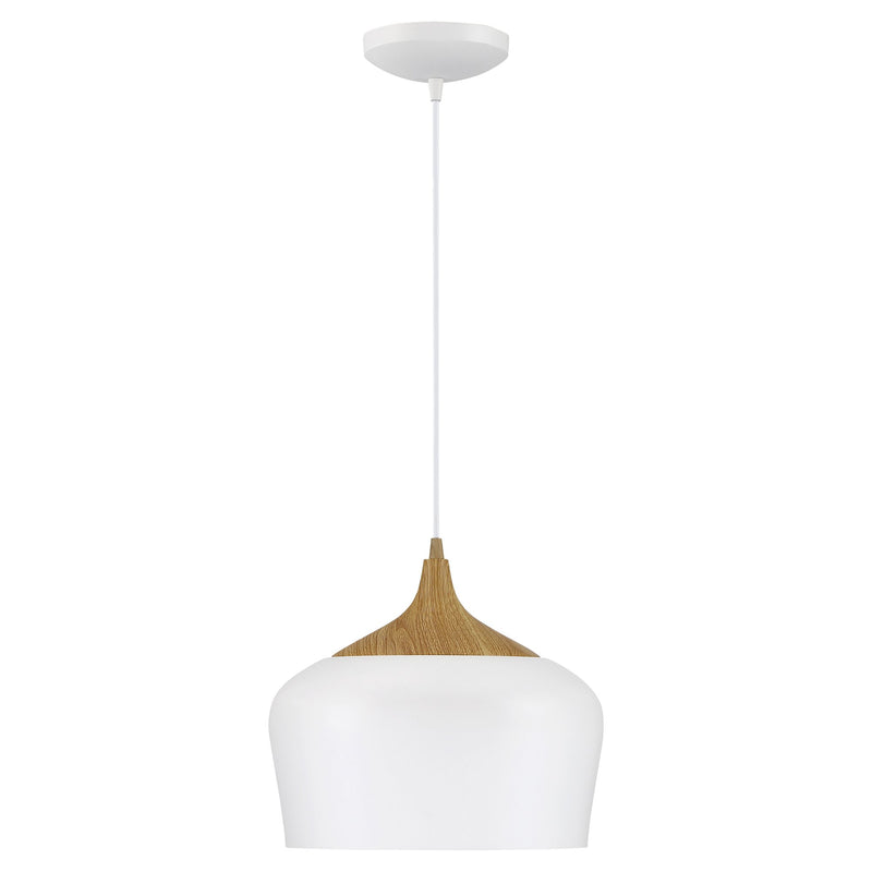 Blend Pendant in White W/wood Grain