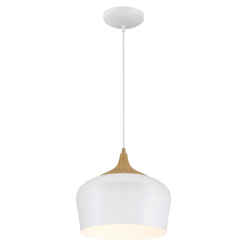 Blend Pendant in White W/wood Grain