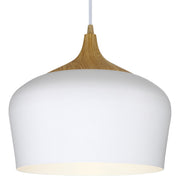 Blend Pendant in White W/wood Grain