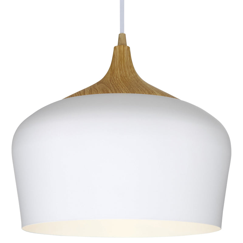 Blend Pendant in White W/wood Grain