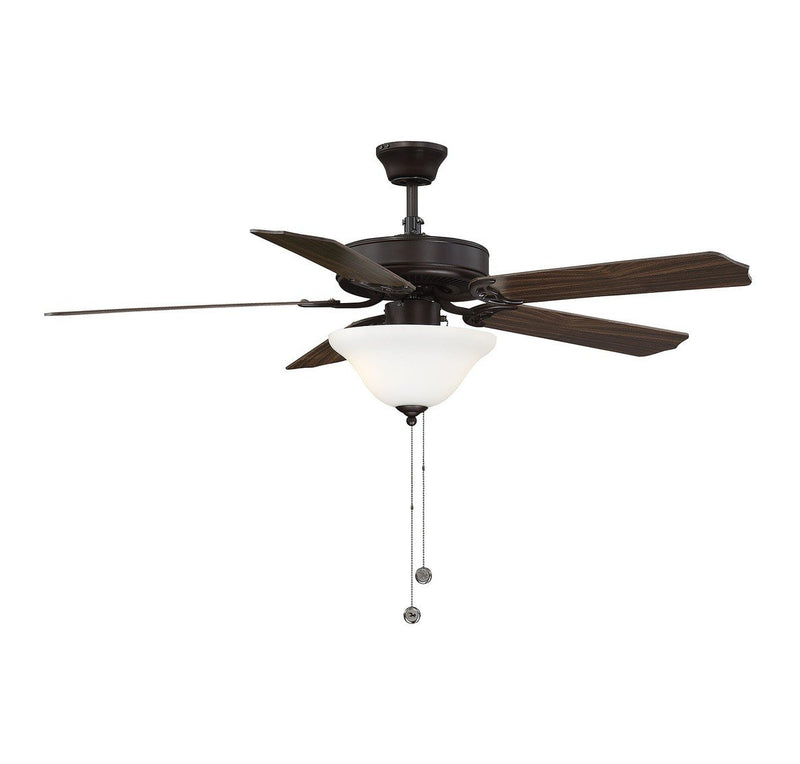 Transitional 52" 2-Light Ceiling Fan with Opal Glass in Oil Rubbed Bronze
