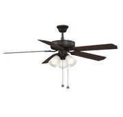Transitional 52" 3-Light Ceiling Fan with White Glass in Oil Rubbed Bronze