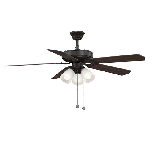 Transitional 52" 3-Light Ceiling Fan with White Glass in Oil Rubbed Bronze