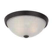 White Etched Glass 11" 2-Light Flush Mount in English Bronze