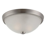 White Etched Glass 11" 2-Light Flush Mount in Satin Nickel