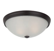 White Etched Glass 13" 2-Light Flush Mount in English Bronze