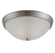 White Etched Glass 13" 2-Light Flush Mount in Satin Nickel