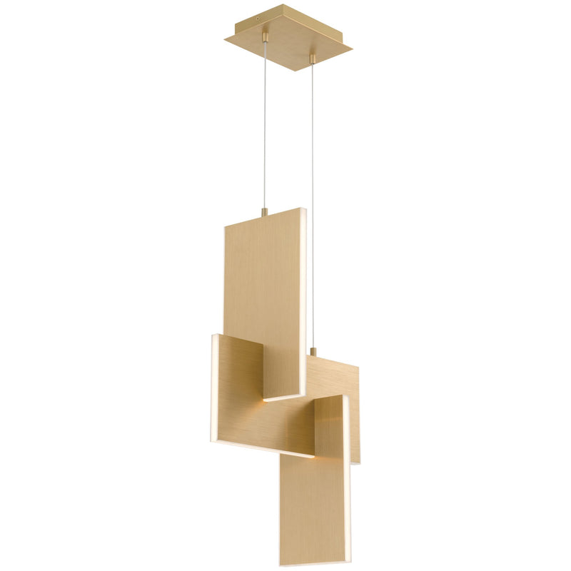 Joinery LED Pendant in Brushed Gold
