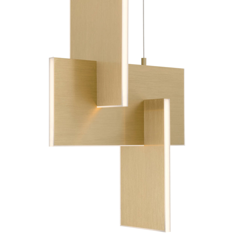 Joinery LED Pendant in Brushed Gold