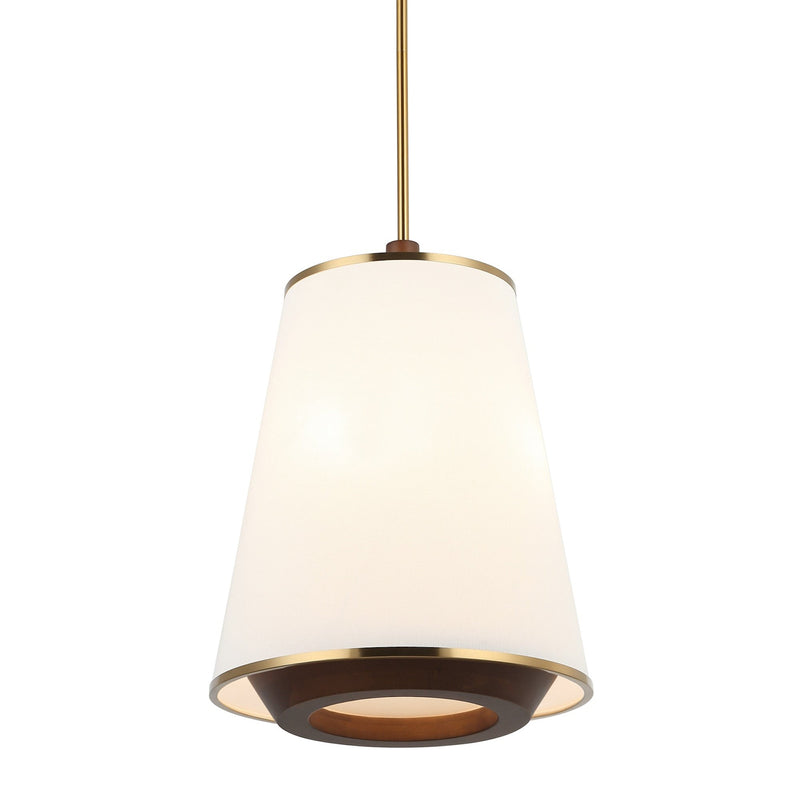 Desert Flyer 3-Light 16" Foyer Pendant in Satin Brass/Medium Walnut
