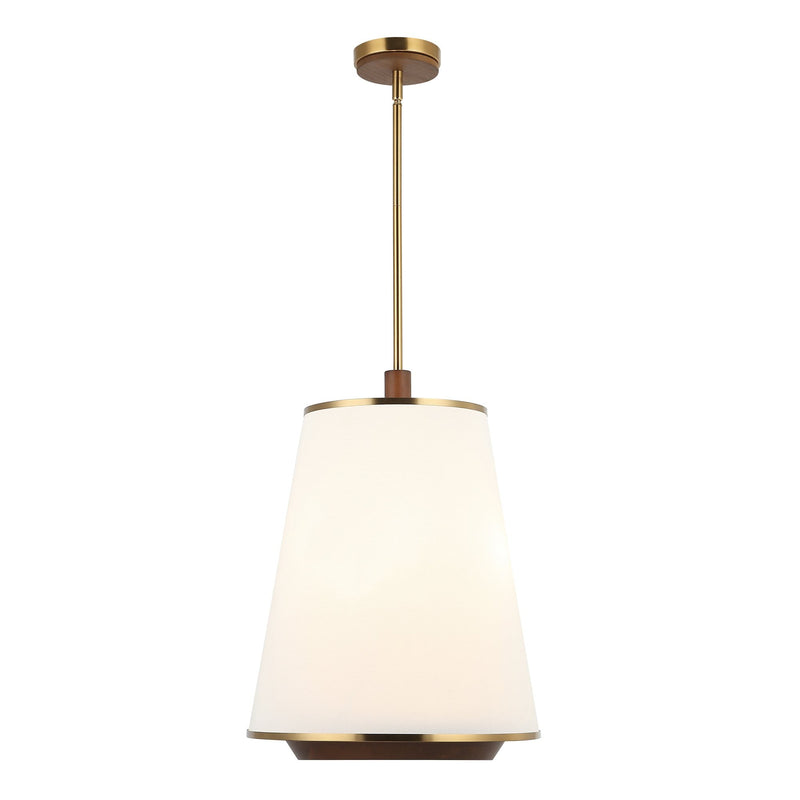 Desert Flyer 3-Light 16" Foyer Pendant in Satin Brass/Medium Walnut